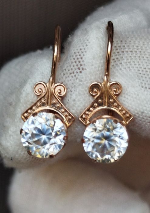 Золотые серьги с Горным Хрусталём СССР Золоті радянські сережки