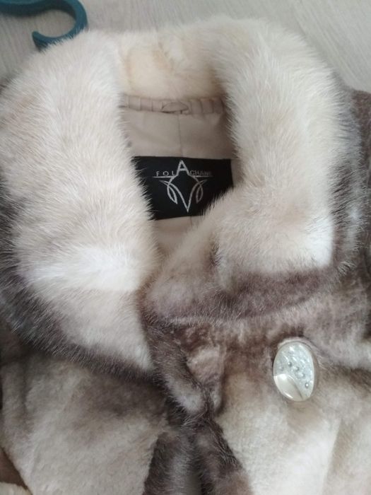 Шуба из стриженого бобра с норковым воротником