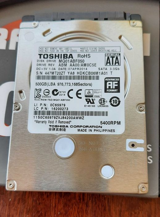 Жорсткий диск для ноутбука 2.5" 500GB TOSHIBA (MQ01ABF050)