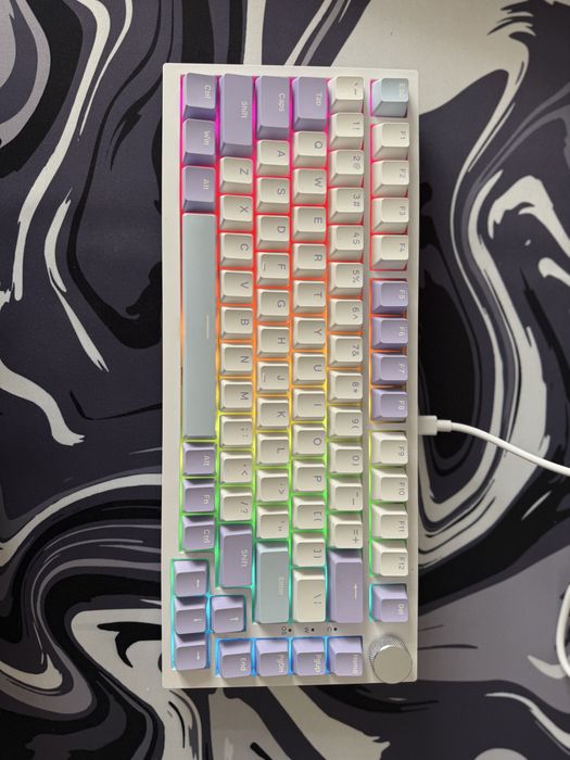 Ajazz AK820 !ГАРАНТІЯ! біло фіолетова клавіатура RGB нова ТОП