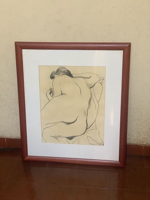 Quadro Rogério de Freitas desenho a carvão