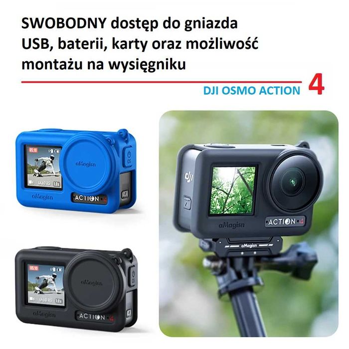 osłona silikonowa kamery + kapsel + 2 smycze DJI Osmo Action 4 BLUE