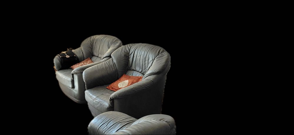 Conjunto de 3 sofás de pele cinzento/ Ideal para renovar/ Conforto e Qualidade