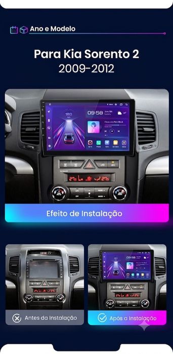 Rádio Android Junsun Kia Sorento 2 2009 a 2012 10" CarPlay 2/32GB Novo