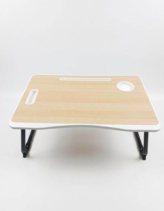 Stolik pod laptopa do łóżka składany z uchwytem na kubek i tablet