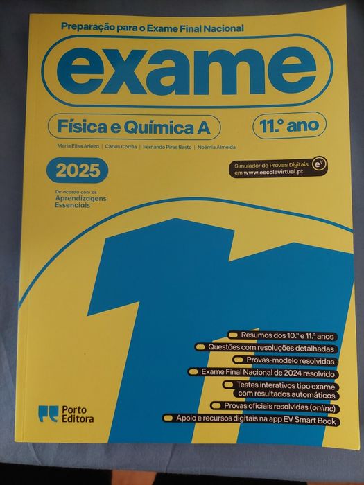 Livro de preparação para o exame Física e Quimica A 2025 Porto Editora