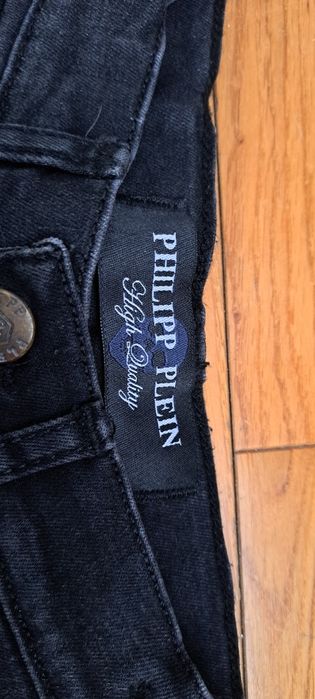 spodnie, jeansy rurki skiny, czarne, Philipp Plein, 134 czarne, per
