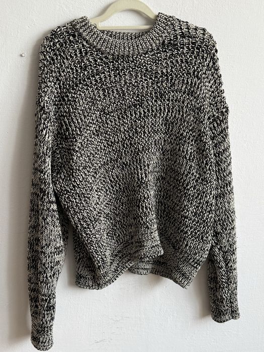 Sweter gruby splot H&m wełna akryl M S L piekny solidny ażur