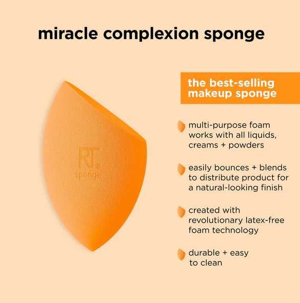 Esponja de maquilhagem base + caixa Real Techniques Miracle Complexion