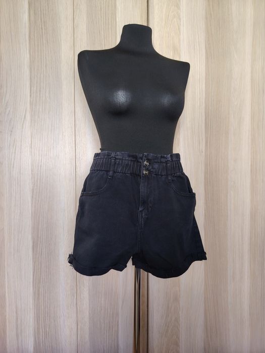 Zara czarne szorty jeansowe wysoki stan 36