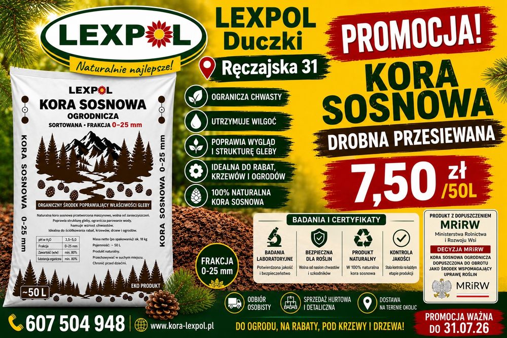 Kora sosnowa drobna 0-25mm .Dostawy W-wa i okolice