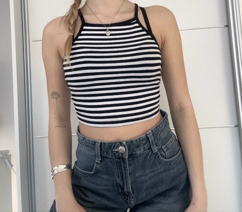 Crop top w paski rozmiar S H&M