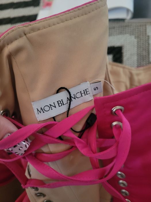 Звабливий корсет mon Blanche розовый шовковий топ фуксія атласний