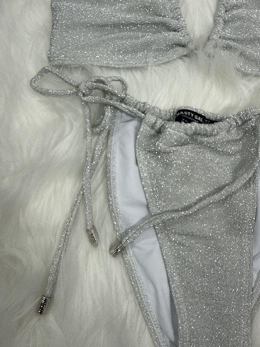Srebrny dwuczęściowy strój kąpielowy Nasty Gal rozmiar S 36