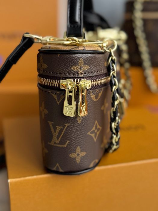 Сумочка жіноча бочонок Louis Vuitton vanity луі вітон коричнева сумка