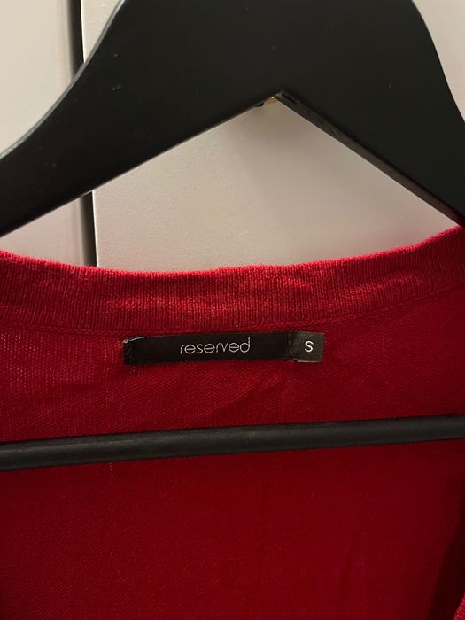 Długi kardigan sweter bordowy Reserved. Rozm. S