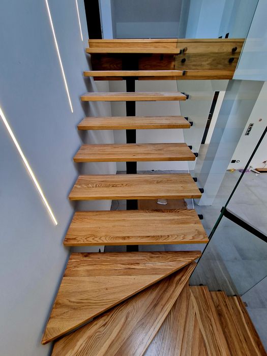 Schody metalowe, stalowe, loft, nowoczesne, dąb, Jesion