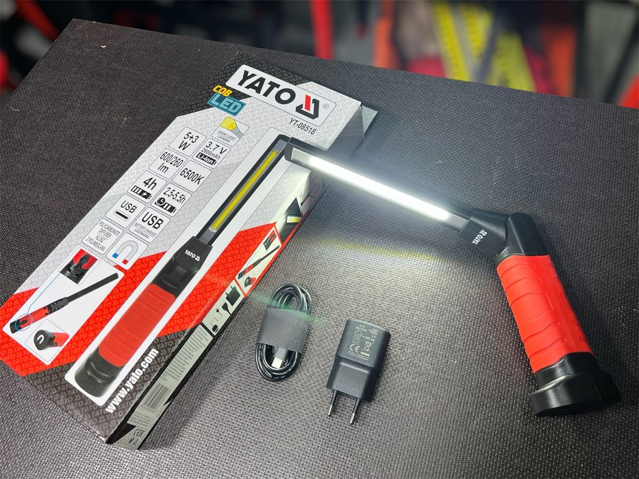 Аккумуляторный светодиодный фонарь для СТО YATO YT-08518 с магнитом