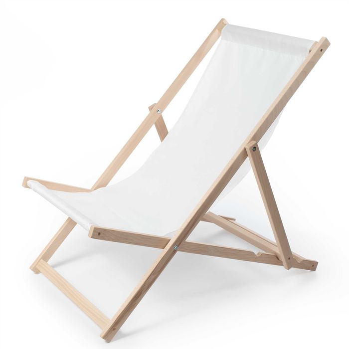 Klasyczny BIAŁY drewniany leżak ogrodowy