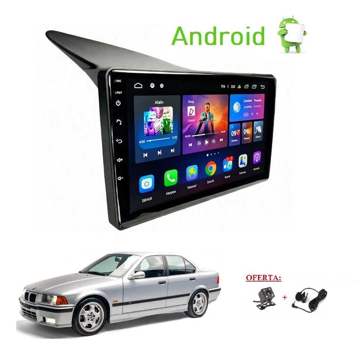 (NOVO) Rádio 2DIN 9" BMW E36 • Android [4+64GB] • 320 318 Serie 3