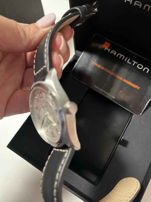 Relogio Hamilton khaki field silver / blk leath