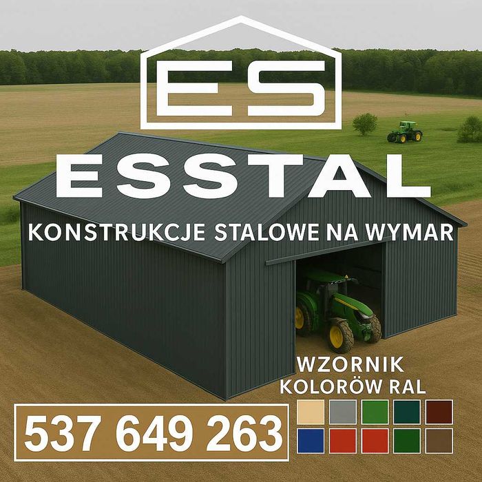 Duży GARAŻ BLASZANY |Wiata -  Magazyn - Rolniczy |ZADASZENIE - ESSTAL-