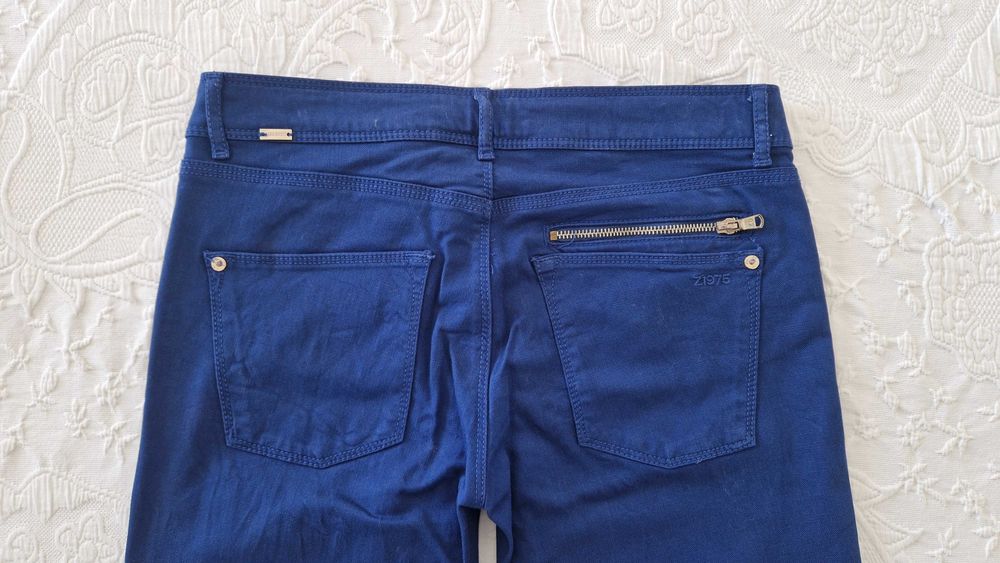 Calças azuis, Zara, tamanho 38, mid rise skinny fit