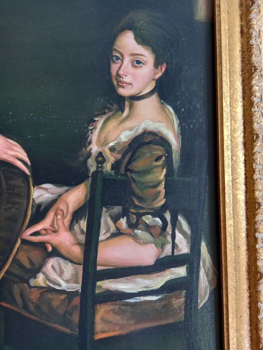 Piękny obraz olejny na płótnie w złotej ramie