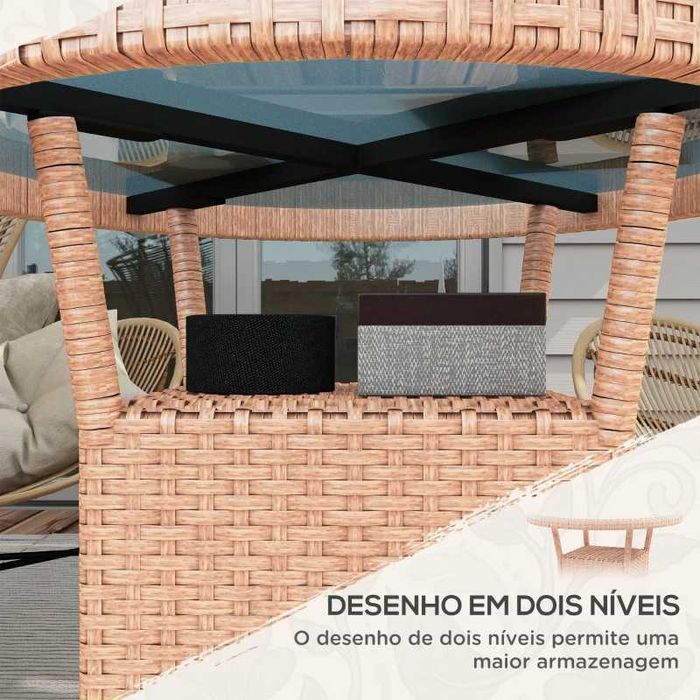 Mesa Redonda de Jardim com Tampo de Vidro (Novo)