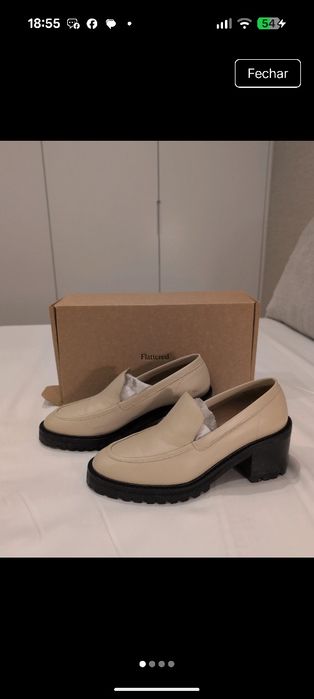 Sapatos mocassins creme Flattered d salto bloco
