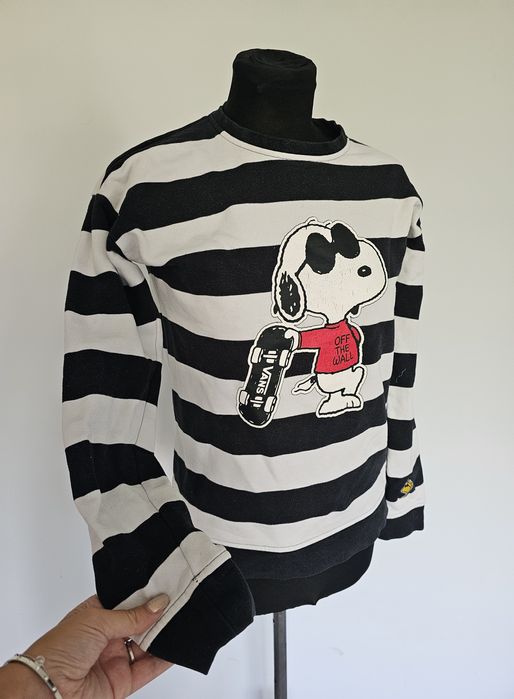 Bluzka w paski biało czarna vans snoopy skate