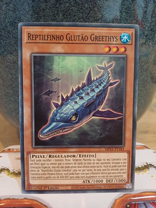 Carta Yu-Gi-Oh! - Reptilfinho Glutão Greethys - 1ª Edição