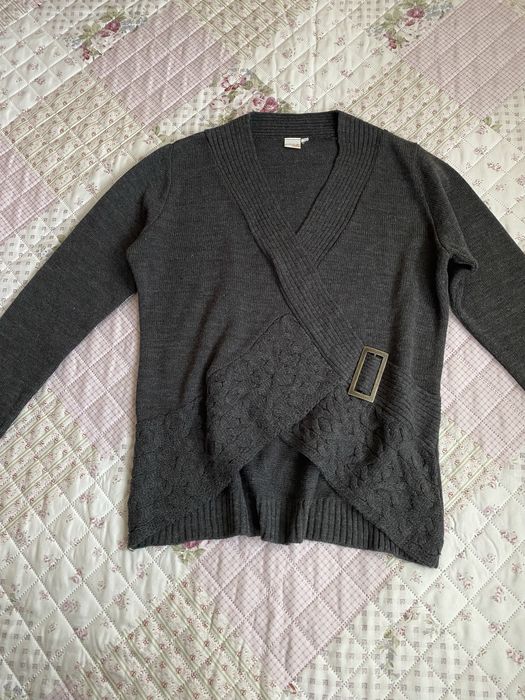 Szary luźny sweterek z klamrą XL 42 bodyflirt basic