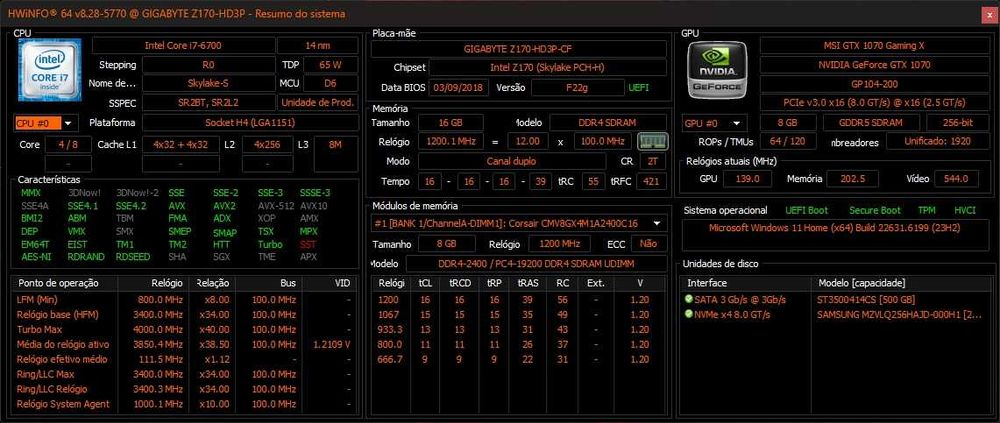 PC Gamer i7 6700 4.0Ghz |16Gb DDR4|GTX 1070 8GB |NVME+HDD |W11| TPM2.0