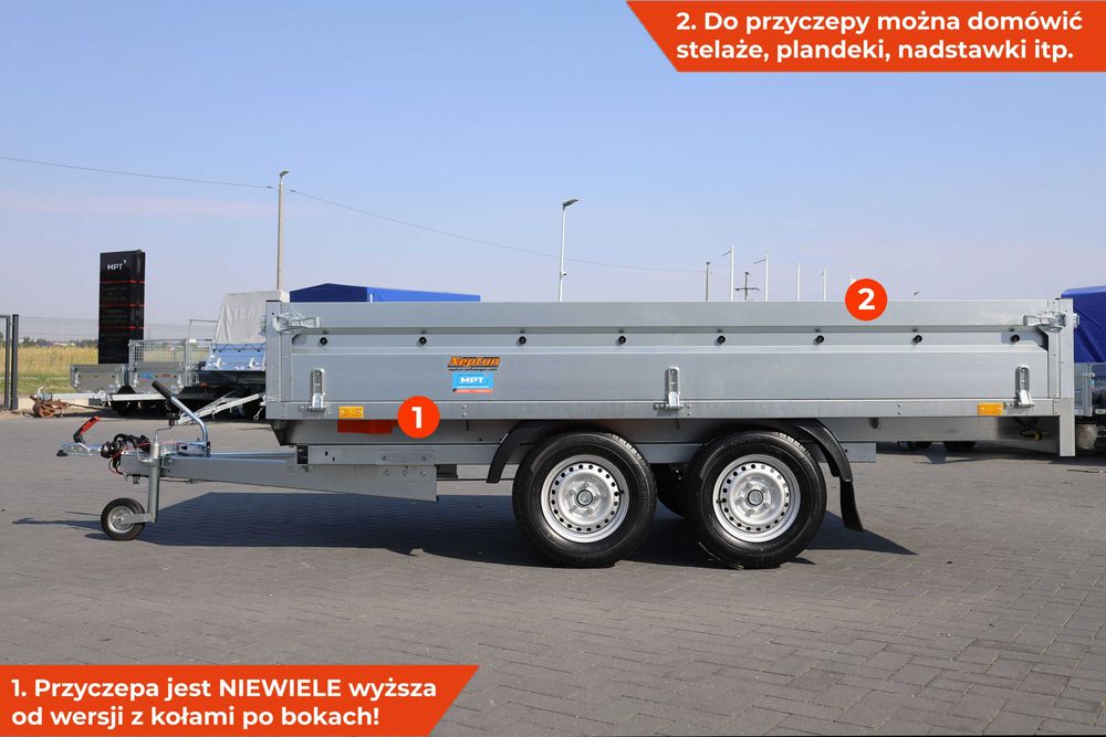 Przyczepa 320 x 168 x 40 Neptun Nordica N16-320 2 kps GN236 Nowa hamowana przyczepa samochodowa ciężarowa Koła pod spodem platforma pod jacuzzi balie