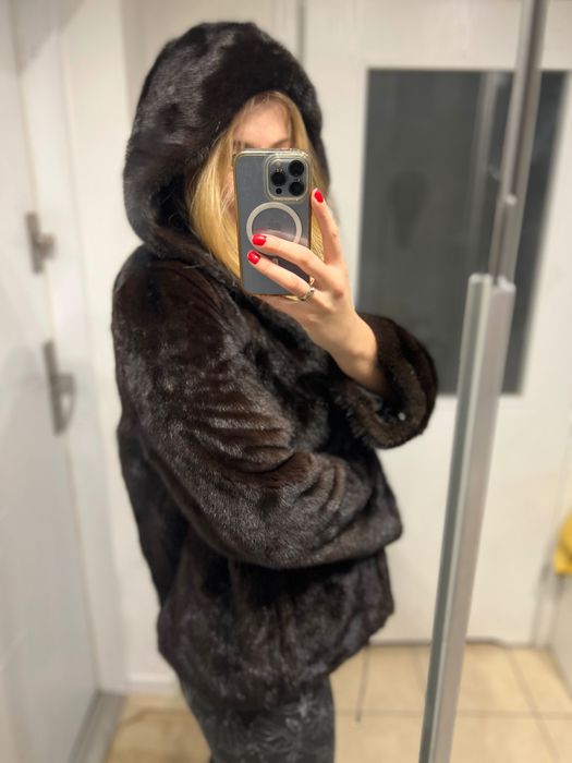 R&J Luxury luksusowa kurtka futro z kapturem z norek M/L nowa 2000Euro