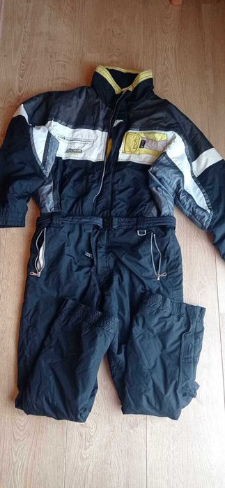 Brugi Ski Czarny Męski Kombinezon Narciarski Zimowy 90s Vintage 48 M