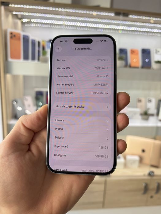 iPhone 15 128 GB Blue | bateria 100% | dowód zakupu | Łódź
