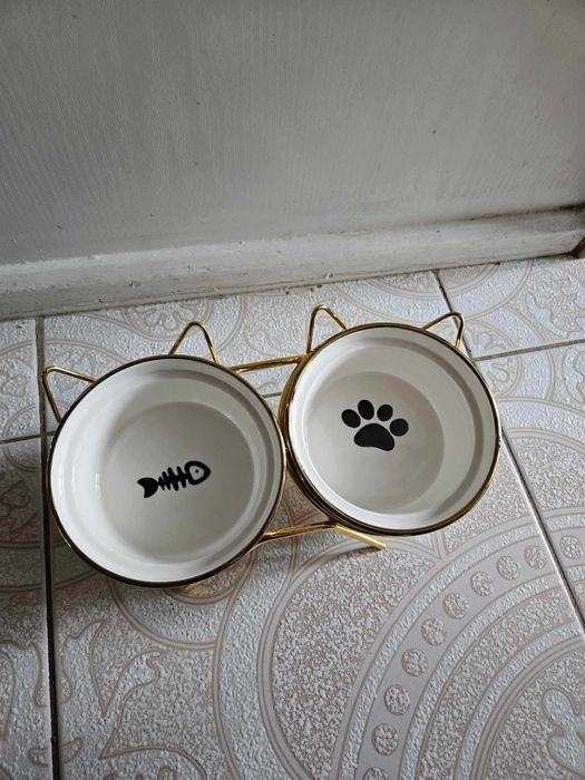 Miski miska dla psa na karmę i wodę dla kota złote  glamour eleganckie