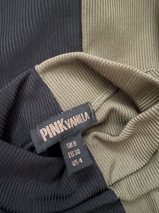 Pink Vanilla prazkowane body duocolor półgolf khaki oliwka