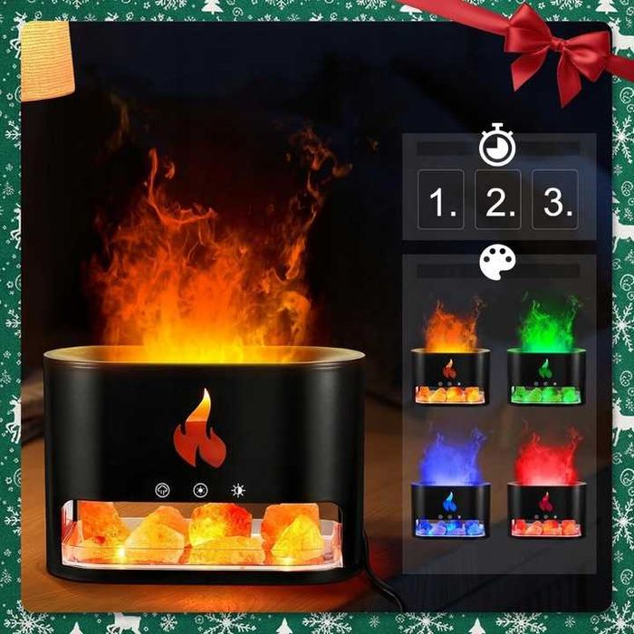 Nawilżacz Powietrza Kominek Lampka Nocna Efekt Płomienia Led Dyfuzor