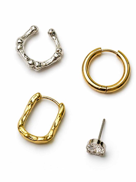 Conjunto de 6 Peças de Bijuteria Elegantes | Ear Cuff, Argolas, Brinco e Pulseira | Venda em Conjunto ou Individual