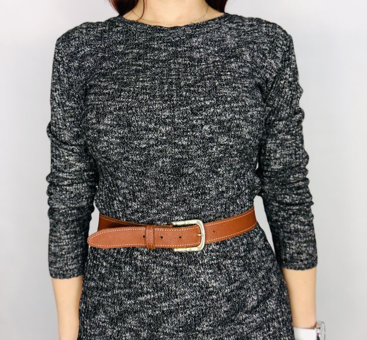 Szara dzianinowa sukienka midi M 38