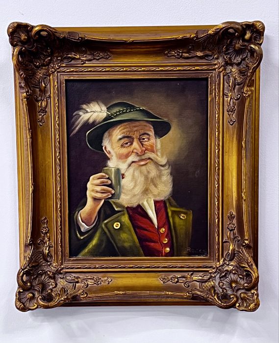 Картина старовинна Портрет Баварца з бокалом вина