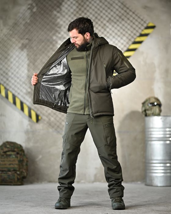Зимовий тактичний костюм олива 5в1 куртка штани фліска термобілизп рем
