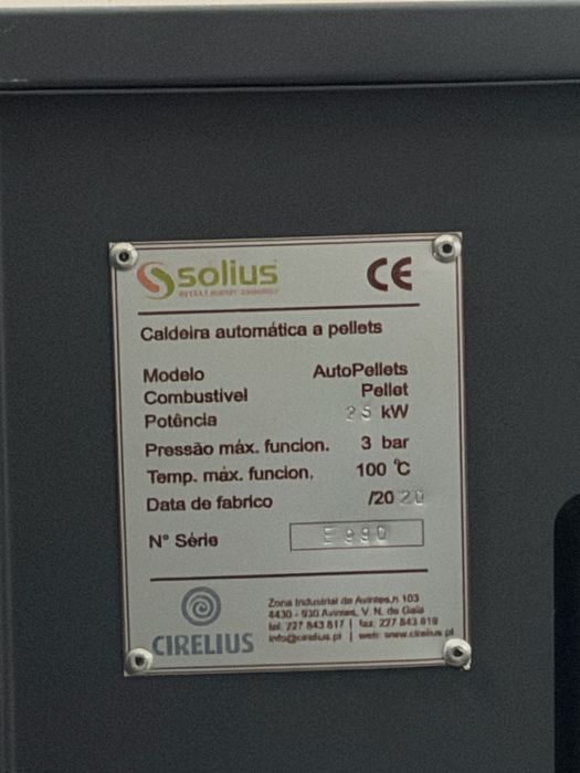 Sistema Solius 25Kw (2020)- Caldeira Pellets + deposito + cilindro