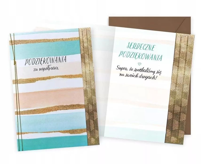 Karnet podziękowania za współpracę paski. Nowy Produkt