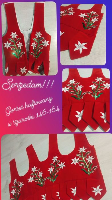 Gorset góralski czerwony