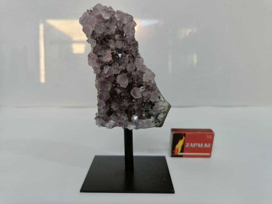 Naturalny kamień Ametyst Geoda na metalowej nóżce nr 7