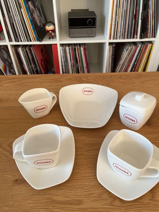 Zastawa 7 częściowa do kawy biały porcelanit